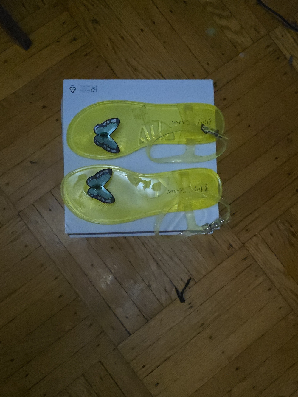 Betsey Johnson Tabby Butterfly Flat Jelly Sandal Yellow & Clear